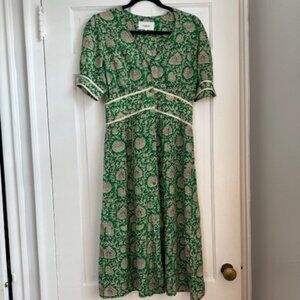 Ba&sh Green Floral Print Midi Dress